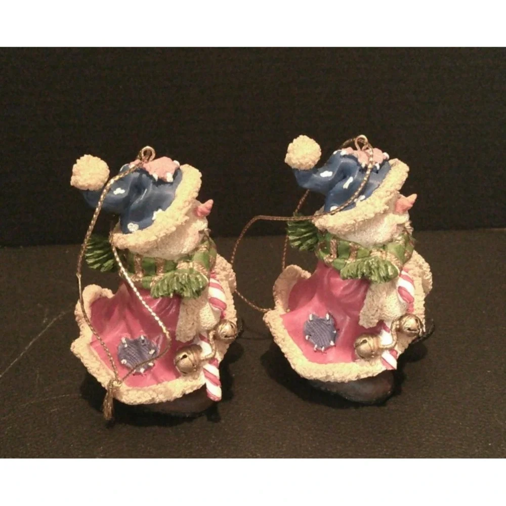 Snowman‎ Winter Christmas Tree Holiday Ornaments Set Of 2 Resin